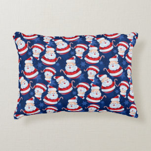 Christmas Santa with Candy Cane and Snowflakes    Accent Pillow