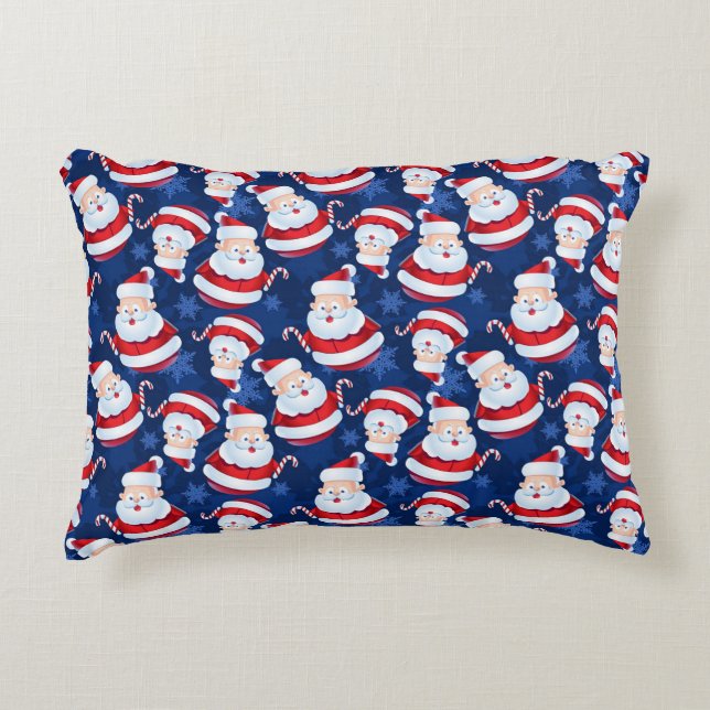 Christmas Santa with Candy Cane and Snowflakes    Accent Pillow (Front)