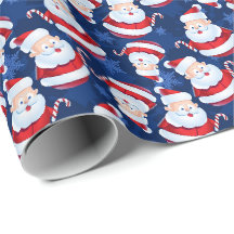 Christmas Santa with Candy Cane and Snowflakes 