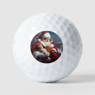 Christmas Santa With Children 4 Golf Balls