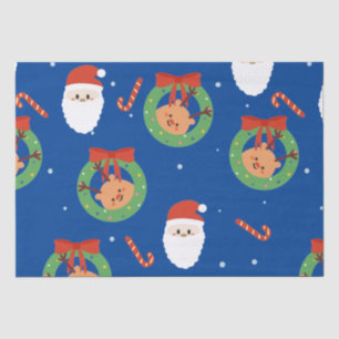Christmas Santa with Friends and Candy Canes Tissue Paper