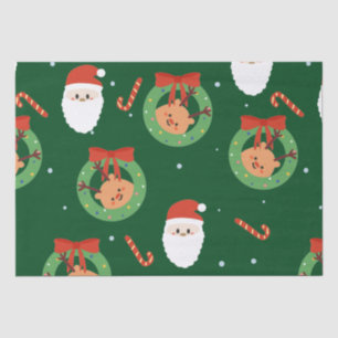 Christmas Santa with Friends and Candy Canes  Tissue Paper