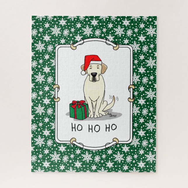 Christmas Santa Yellow Labrador Retriever Cute Jigsaw Puzzle (Vertical)