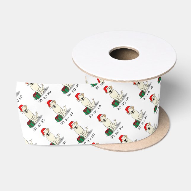 Christmas Santa Yellow Labrador Retriever Cute Satin Ribbon (Spool)