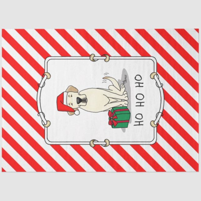 Christmas Santa Yellow Labrador Retriever Cute Tissue Paper (Front)