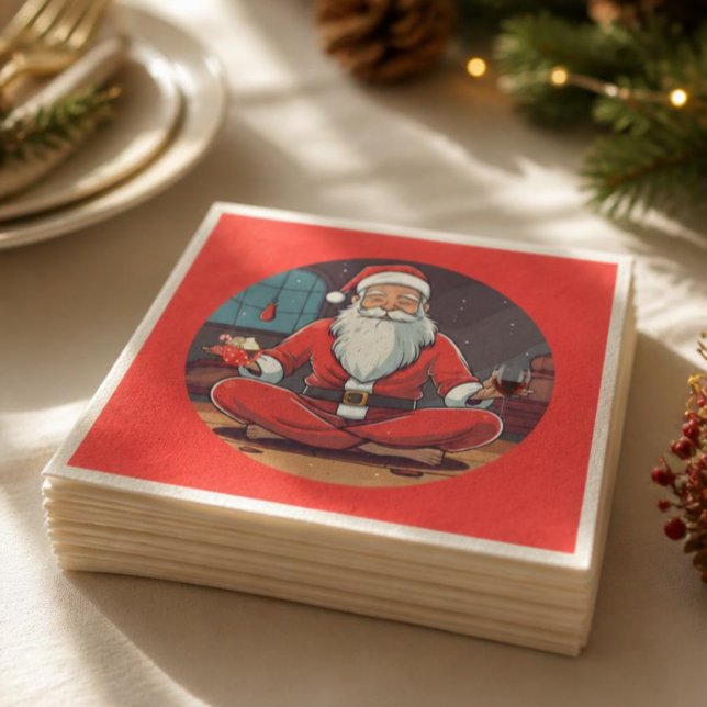Christmas Santa Yoga Pose  Napkin (Creator Uploaded)