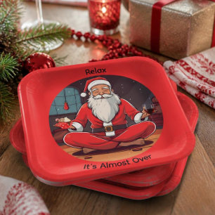 Christmas Santa Yoga Relax Paper Plate