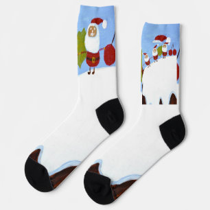 Christmas Santas and Christmas Pudding Socks 