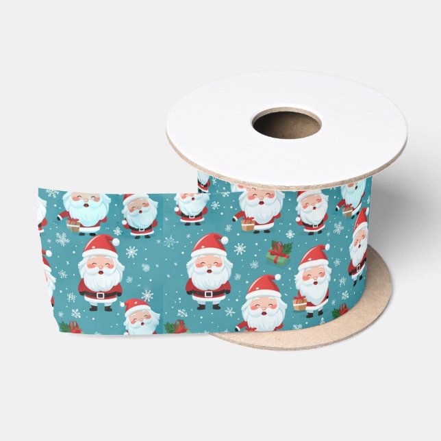 Christmas Santas and Snowflakes Satin Ribbon (Spool)