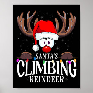 Christmas Santa's Climbing Reindeer Matching X-mas Poster