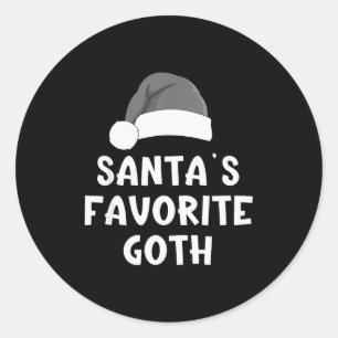 Christmas Santa's Favorite Goth Funny Xmas Pajama  Classic Round Sticker