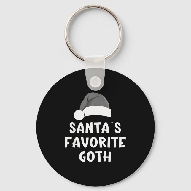 Christmas Santa's Favorite Goth Funny Xmas Pajama  Keychain (Front)