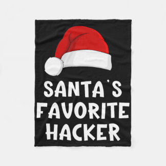 Christmas Santa's Favorite Hacker Funny Xmas Pajam Fleece Blanket
