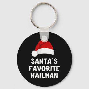 Christmas Santa's Favorite Mailman Funny Xmas Paja Keychain