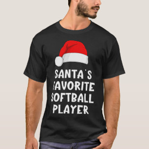 Christmas Santa's Favorite Softll Player Funny Xma T-Shirt