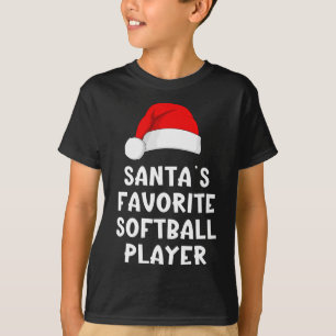 Christmas Santa's Favorite Softll Player Funny Xma T-Shirt