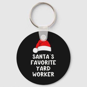 Christmas Santa's Favorite Yard Worker Funny Pajam Keychain