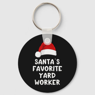 Christmas Santa's Favorite Yard Worker Funny Pajam Keychain
