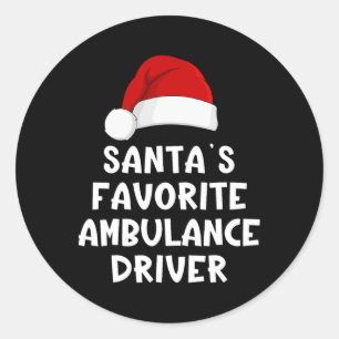 Christmas Santa's Favourite Ambulance Driver Funny Classic Round Sticker
