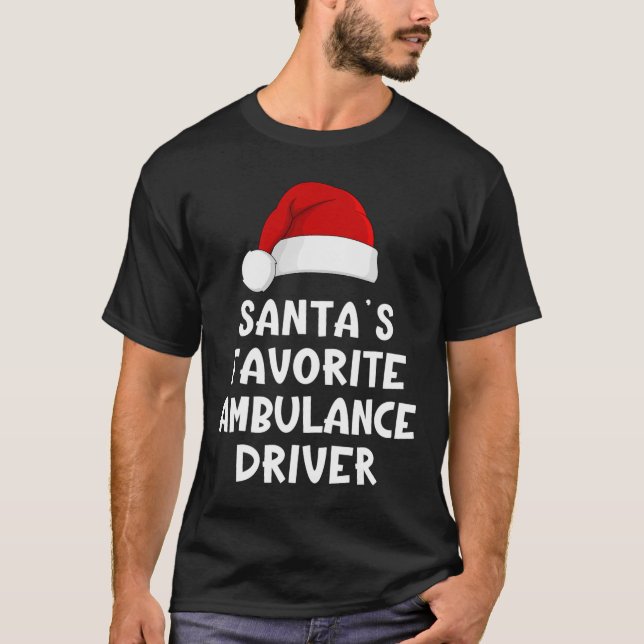 Christmas Santa's Favourite Ambulance Driver Funny T-Shirt (Front)