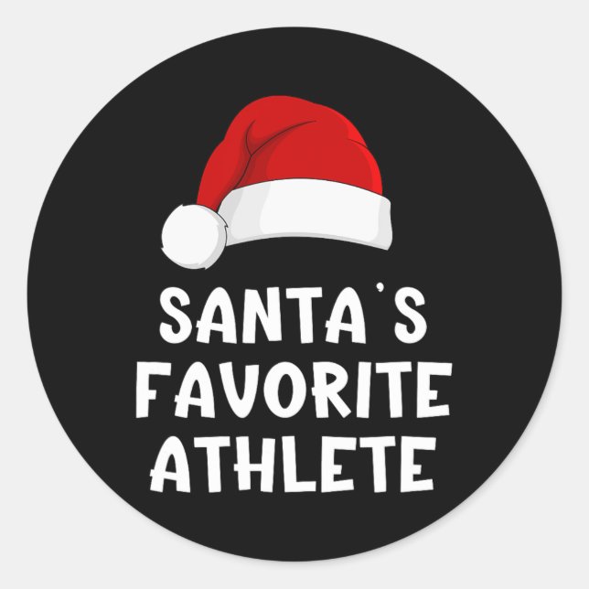 Christmas Santa's Favourite Athlete Funny Pajama A Classic Round Sticker (Front)