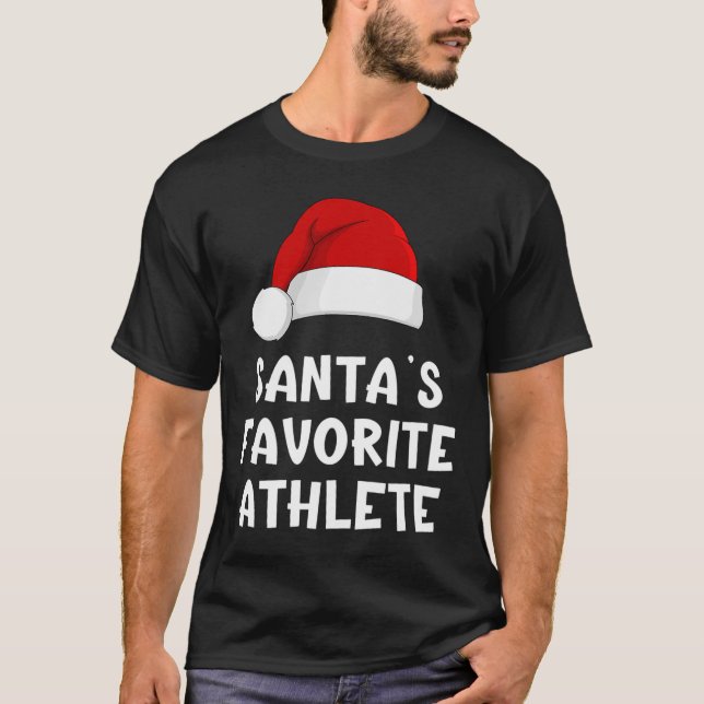 Christmas Santa's Favourite Athlete Funny Pajama A T-Shirt (Front)