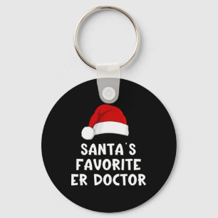 Christmas Santa's Favourite Er Doctor Funny Xmas P Keychain