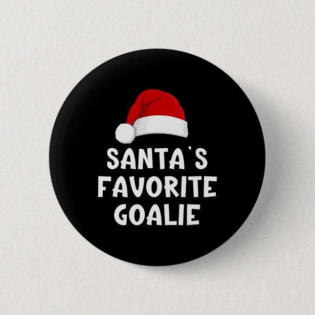 Christmas Santa's Favourite Goalie Goalkeeper Goal 2 Inch Round Button (Front)