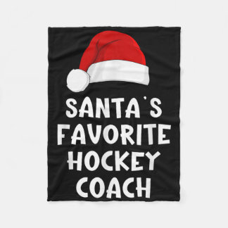 Christmas Santas Favourite Hockey Coach Funny Xmas Fleece Blanket