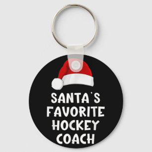 Christmas Santas Favourite Hockey Coach Funny Xmas Keychain