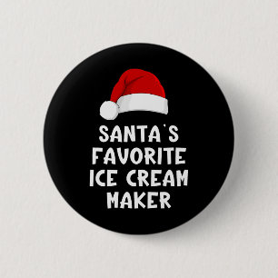 Christmas Santa's Favourite Ice Cream Maker Funny  2 Inch Round Button