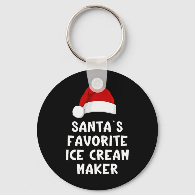 Christmas Santa's Favourite Ice Cream Maker Funny  Keychain (Front)