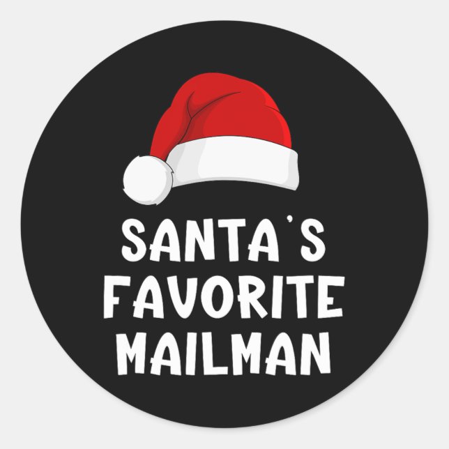 Christmas Santa's Favourite Mailman Funny Xmas Paj Classic Round Sticker (Front)