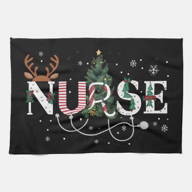 Christmas Santa's Favourite Nurse Xmas Gifts Holid Kitchen Towel (Horizontal)