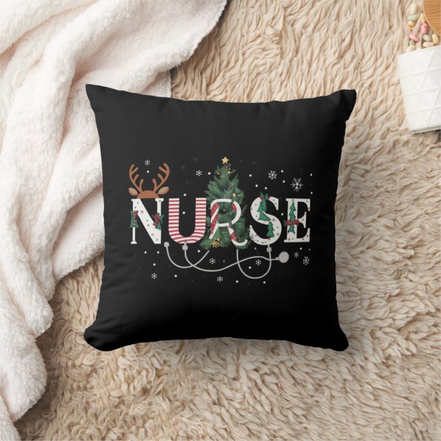 Christmas Santa's Favourite Nurse Xmas Gifts Holid Throw Pillow (Blanket)