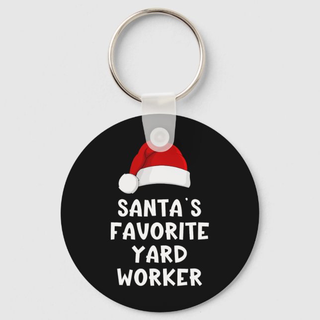 Christmas Santa's Favourite Yard Worker Funny Paja Keychain (Front)
