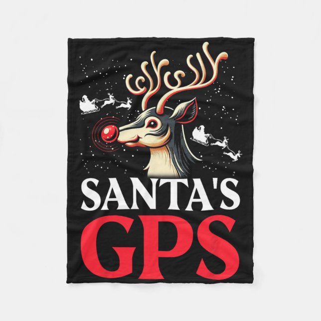 Christmas Santa's Gps  Fleece Blanket (Front)