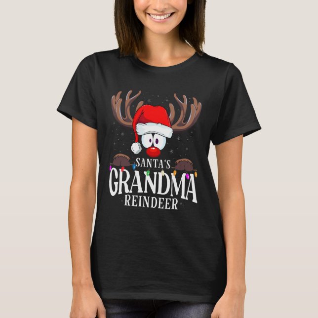 Christmas Santa's Grandma Reindeer Matching X-mas  T-Shirt (Front)