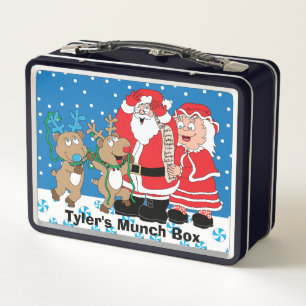 Christmas Santa's List Light Tones Metal Lunch Box