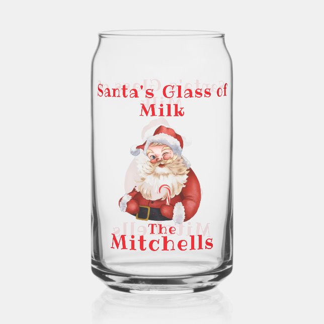 Christmas Santa's Milk  Can Glass (Front)