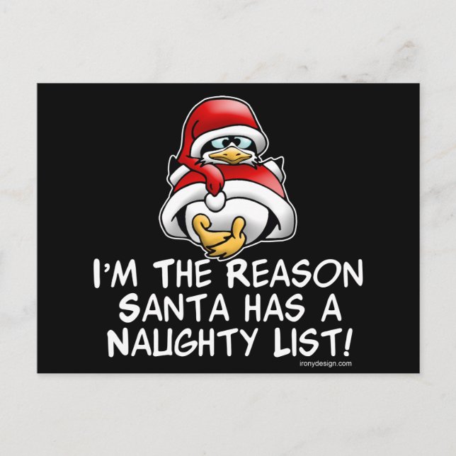 Christmas Santa's Naughty List Holiday Postcard (Front)