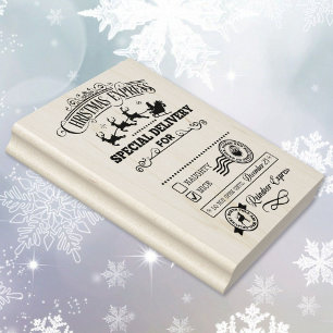 Christmas Santa's Reindeer Express Large Rubber Stamp