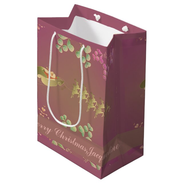 Christmas Santa's Reindeer Gift Bag (Front Angled)