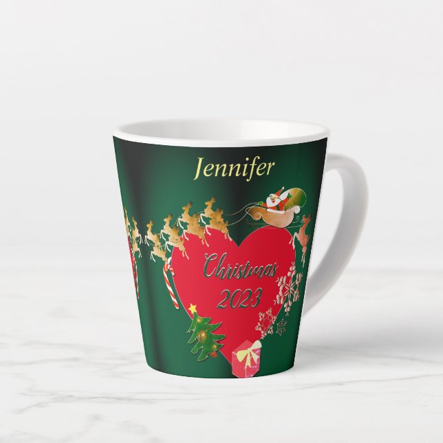 Christmas Santa's Reindeer Latte Mug (Right Angle)