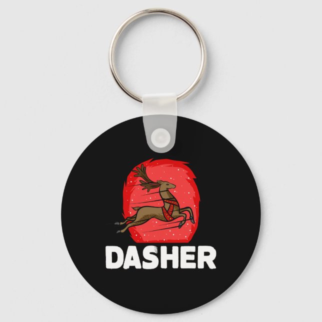 Christmas Santa's Reindeer Lazy Costume Dasher  Keychain (Front)