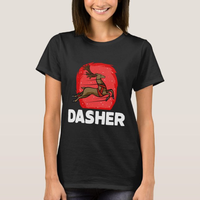 Christmas Santa's Reindeer Lazy Costume Dasher  T-Shirt (Front)