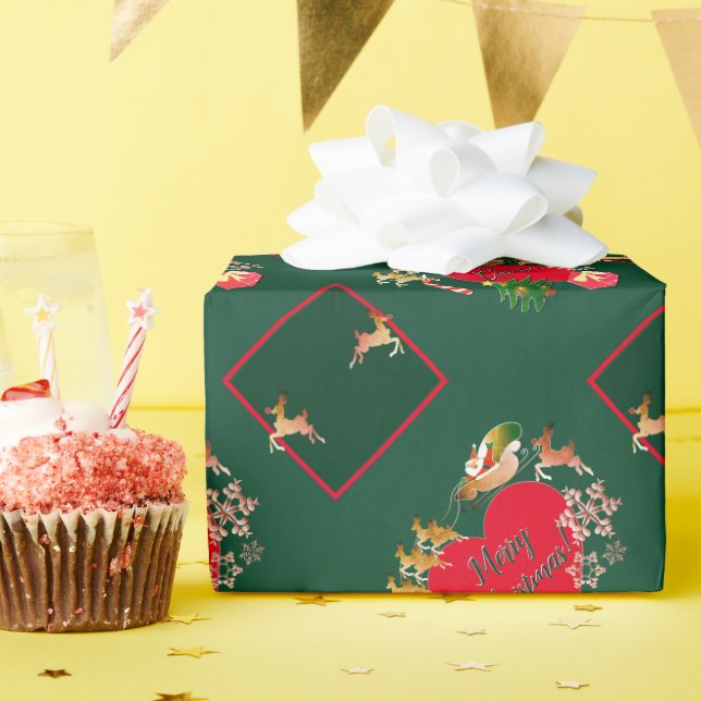 Christmas Santa's Reindeer Wrapping Paper (Birthday Party)