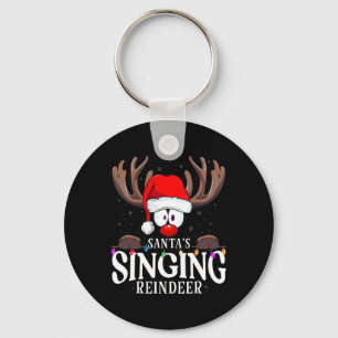 Christmas Santa's Singing Reindeer Matching X-mas  Keychain