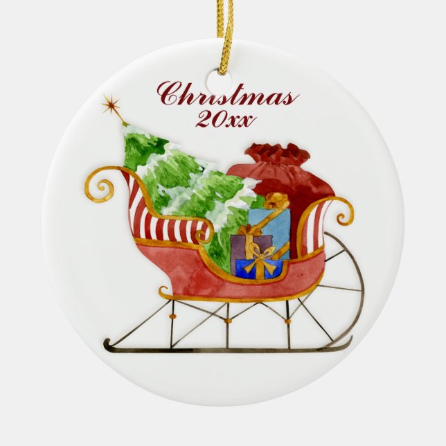 Christmas Santa's Sleigh Ornament (Front)
