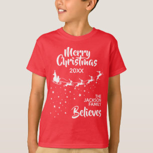 Christmas Santa's sleigh reindeers holiday family T-Shirt